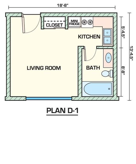 Garage Studio Apartment Layout, Efficiency Apartment Ideas, Studio Apartment Plan, Small Apartment Floor Plans, Small Apartment Layout, Studio Apartment Floor Plans, Apartemen Studio, Mini Closet, Studio Floor Plans