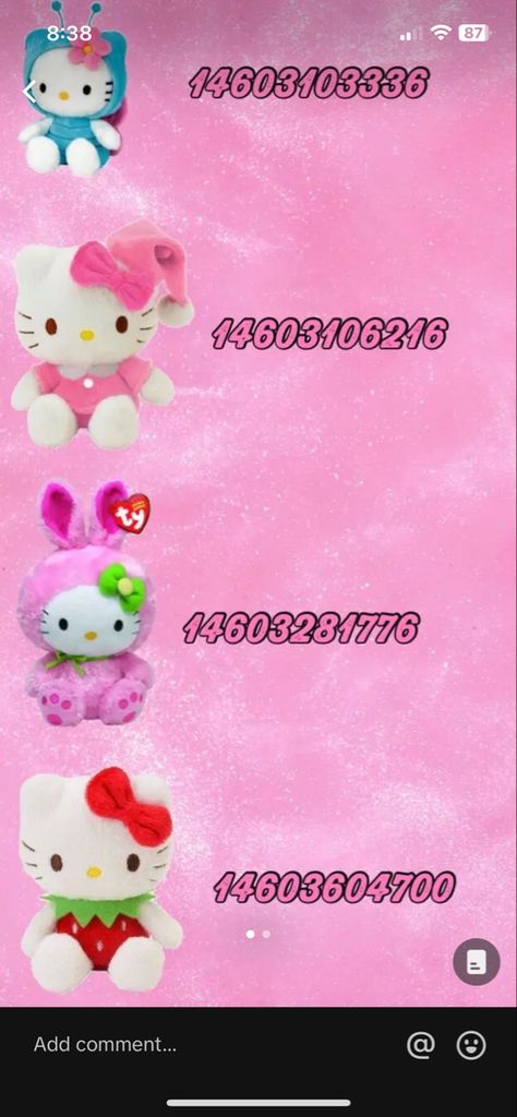 Bloxburg Room Ideas Hello Kitty, Squishmallow Codes Bloxburg, Bloxburg Codes Hello Kitty, Hello Kitty Mirror Decal Bloxburg, Hello Kitty Cafe Bloxburg Decals, Bloxburg Hello Kitty Room, Stuffed Animal Decals Bloxburg, Hello Kitty Codes Bloxburg, Bloxburg Plushie Decals