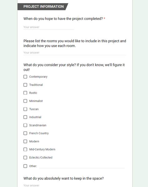 The Interior Designer Questionnaire- Are you using one? - Project Management Software for Interior Designers- Mydoma Studio Interior Design Questionnaire, Interior Design Brief, Interior Design Business Plan, Questionnaire Design, Contract Interior Design, Staging Business, Client Questionnaire, Pr Ideas, Interior Design Template