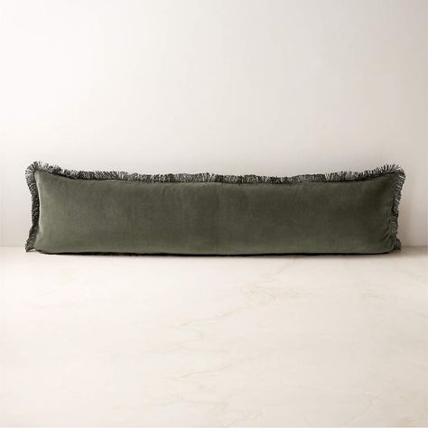 Bettie Forest Green Velvet Throw Pillow with Down-Alternative Insert 48''x12'' + Reviews | CB2 Green Velvet Throw Pillow, Velvet Lumbar Pillow, Leather Throw Pillows, Brown Throw Pillows, Suede Pillows, Black Throw Pillows, Round Throw Pillows, Green Throw Pillows, Modern Throw Pillows