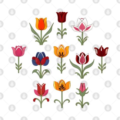 Traditional Tulip Tattoo Flower, Ornamental Tulip Tattoo, Tulip Graphic, Tulip Folk Art, Art Nouveau Tulip, Tulip Tattoo, Tulips Flowers, Treasure Hunt, Phone Case Stickers