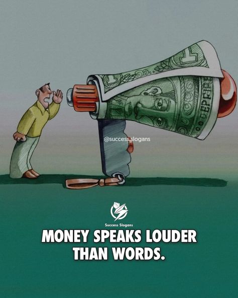 Money speaks louder than words. 💵🔊 √ TAG your brother who need to see this! √ FOLLOW 👉🏻 @success.slogans - √ Feel free to use content, just give credit @success.slogans . . 🖼️ background: unknown ❤️ . √ The best way to change people’s thinking is through the pictures! - - - -⠀⠀⠀⠀⠀ - #MoneyTalks #FinancialFreedom #Wealth #PowerOfMoney #MoneyMatters #Success #FinancialGoals #Investment #WealthBuilding #EconomicPower #MoneyWisdom #Finance #Motivation #Inspiration #Business #FinancialIndepend... Finance Motivation, Tag Your Brother, Speak Quotes, Down Ceiling Design, Simple Tv, Investment Quotes, Money Change, Money Design, Money Talks