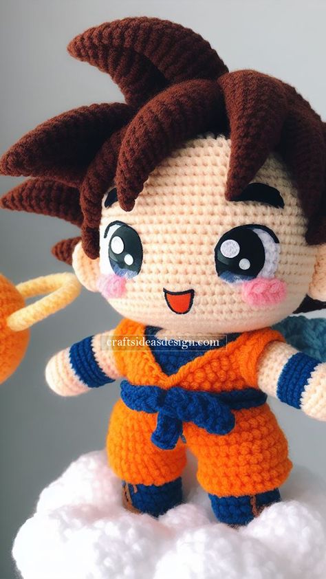 Cute Goku Amigurumi Goku Crochet Pattern Free, Anime Amigurumi, Amigurumi Anime, Dragon Doll, Crochet Disney, Pola Amigurumi, Crochet Animals Free Patterns, Crochet Amigurumi Free Patterns, Crochet Amigurumi Free