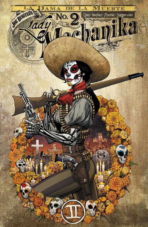 Lady Mechanika: La Dama de la Muerte #2 (Cover A) : Benitez Productions Steampunk Kunst, Lady Mechanika, Art Chicano, Steampunk Book, Mexican Culture Art, Skeleton Drawings, Comics Anime, Art Steampunk, Day Of The Dead Art