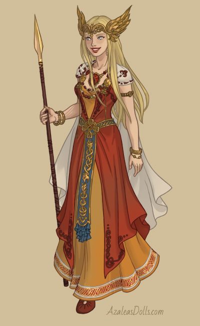 So since the new Viking dressup game showed up on Azalea Dolls, I really wanted to do some of the Norse goddesses. This is Freyja and I'm rather proud o... Freyja, Goddess of Love and Beauty Freya Costume Norse, Freya Goddess Outfit, Freya Goddess Costume, Freyja Costume, Norse Valkyrie, Norse Goddesses, Freyja Goddess, Viking Goddess, Stage Costume Design