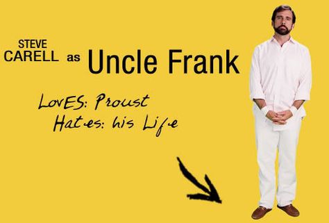 uncle frank - little miss sunshine University Teacher, Uncle Frank, Comfort Movies, Paul Dano, Little Miss Sunshine, Steve Carell, Marcel Proust, Another Man, Little Miss