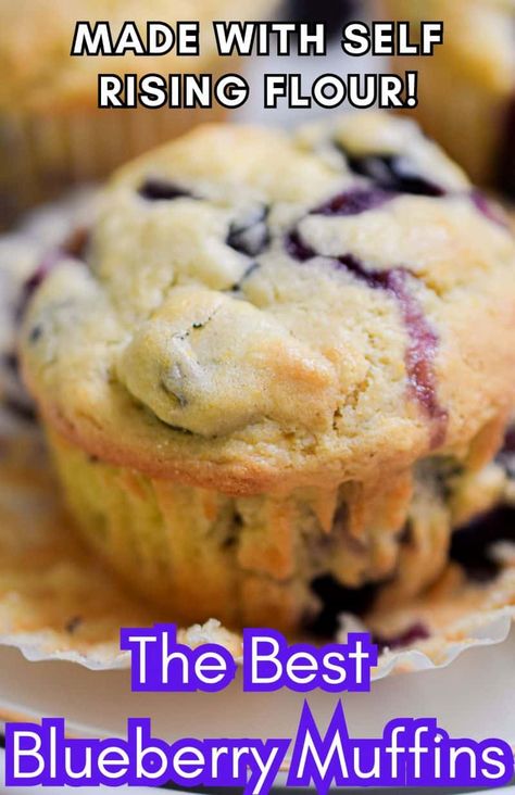 These blueberry muffins with self-rising flour are quick to make, require no extra leavening agents, and are packed with juicy blueberries, making them a perfect choice for breakfast, snacks, or a sweet treat that will quickly become a new family favorite. Blueberry Muffins Self Rising Flour, Blueberry Muffins With Self Rising Flour, Self Rising Flour Muffins, Self Rising Flour Muffin Recipes, Self Rising Flour Greek Yogurt Recipes, Recipes That Use Self Rising Flour, Self Rise Flour Recipes, Muffins With Self Rising Flour, Recipes Using Self Rising Flour