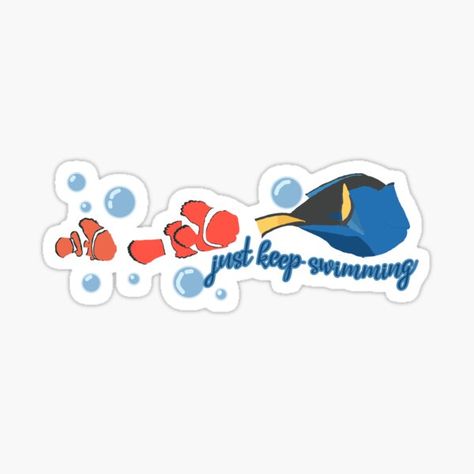 Finding Nemo Stickers, Fish Animation, Doodle Art Letters, Disney Sleeve, Stickers Cool, Sticker Design Inspiration, Animation Anime, Just Keep Swimming, Preppy Stickers