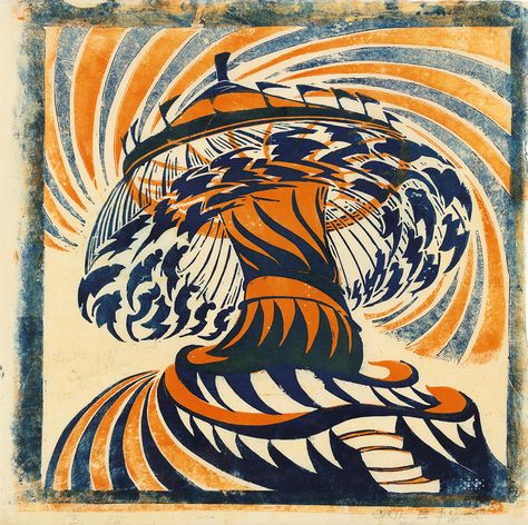 Picturing Modernity: The Linocuts of Claude Flight, Cyril Power & Sybil Andrews | Sotheby's Sybil Andrews, Dulwich Picture Gallery, Book Cover Illustration, Linocut Art, English Artists, Merry Go Round, Gcse Art, A Ship, Futurism