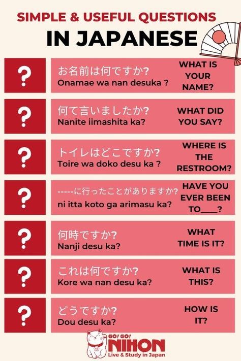 Questions In Japanese, Survival Japanese, Learn Japanese Beginner, Learn Basic Japanese, Japanese Study, How To Speak Japanese, Learn Japan, Japanese Vocabulary, Bahasa China