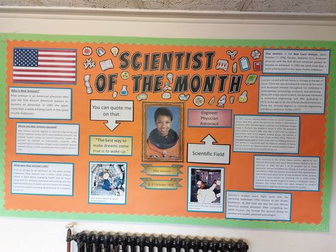 Primary Science. Scientist of the month. Mae Jemison. Elementary science. Science display. BAME. Astronaut. Scientist Of The Month, Month Template, Science Display, Primary Science, Science Classroom, Display Ideas, Primary School, School Stuff, African American