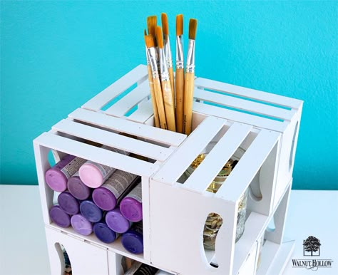 Mini Crate Rotating Craft Storage – walnuthollowcrafts Diy Dollar Tree Crate Ideas, New Dollar Tree Diy, Dollar Tree Crates Ideas, Craft Storage Ideas Diy, Dollar Tree Crate Ideas, Mini Crate Ideas, Mini Crate Ideas Diy, Mini Wood Crate Ideas, Wood Crates Diy