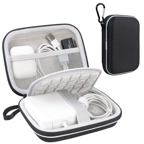 Lacdo Hard Carrying Case for MacBook Pro Air MagSafe/MagSafe 2 Power Adapter, iPhone13/13 Pro Charger, USB-C Hub, Type-C Hub, Earbuds, USB Cable Organizer EVA Protective Shockproof Travel Bag, Black Wearable Robots, Macbook Accessories, Apple Laptop, School Accessories, Macbook Pro Case, Macbook Air Pro, Cable Organizer, Iphone Accessories, Carrying Case