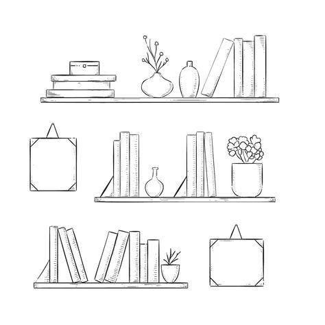 Free Vector | Free vector hand drawn shelf outline illustration Cartoon Decor, Book Pile, Book Reading Journal, White Cartoon, Outline Illustration, Black And White Cartoon, Digital Reading, Book Reading, Reading Journal