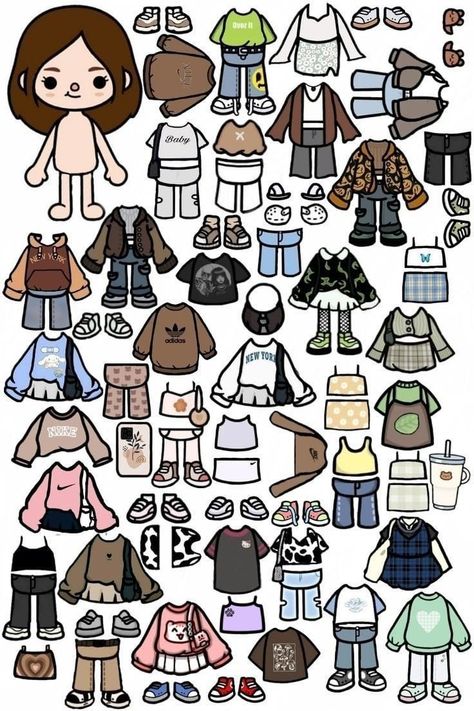 Toca Boca Paper Doll, Chibi Coloring Pages, Toka Boka, Paper Doll Printable Templates, Paper Dolls Clothing, Paper Dolls Diy, Paper Toys Template, Scrapbook Printing, Paper Doll House