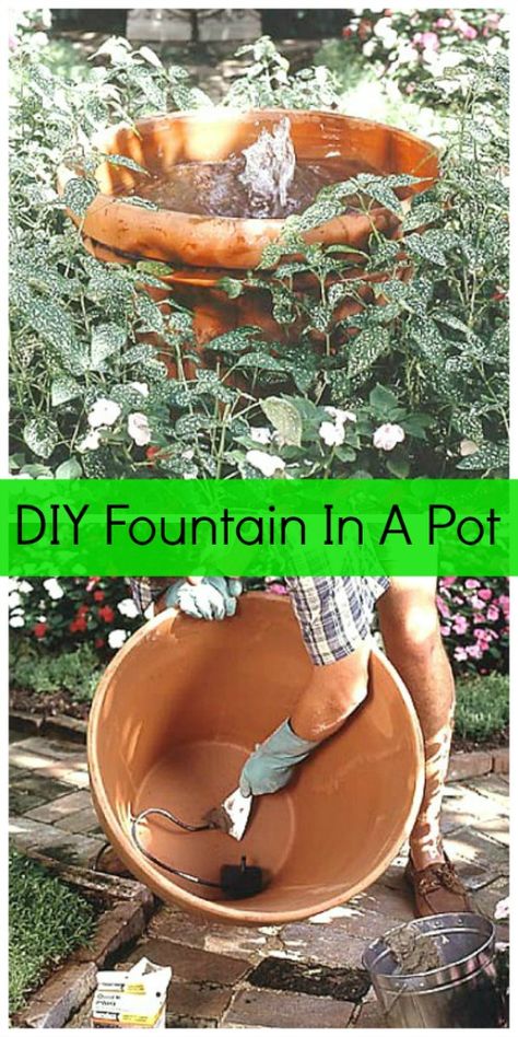 How To Make A Fountain From A Clay Pot - outdoor DIY projects| Here's how to make a very easy water feature in your garden|DIY Saturday Featured Project #gardening #diy Diy Water Feature, Diy Water Fountain, Diy Garden Fountains, Diy Fountain, Solar Fountain, Diy Water, Outdoor Diy Projects, Water Features In The Garden, Garden Fountain