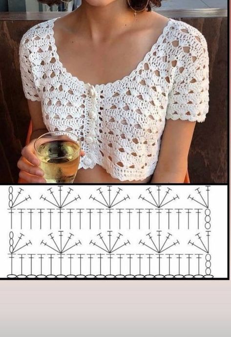 Blouse Au Crochet, Crochet Tank Tops, Crochet Spring, Crochet Crop Top Pattern, Mode Crochet, Crochet Ladies Tops, Crochet Bolero, Crochet Tops Free Patterns, Crochet Summer Tops