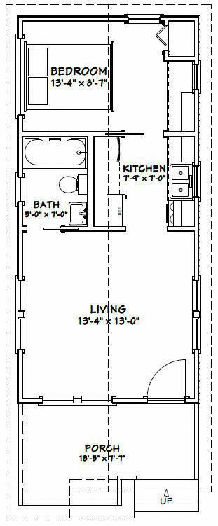 14X30 TINY HOUSE -- 419 sq ft -- PDF FloorPlan -- Model 1A - $29.99 | PicClick #kitchenlayouts Cabin Floor Plans With Loft, Loft Floor Plans, Plan Garage, 1 Bedroom House, Shotgun House, Cabin Floor, A Small House, Cabin Floor Plans, Small House Floor Plans