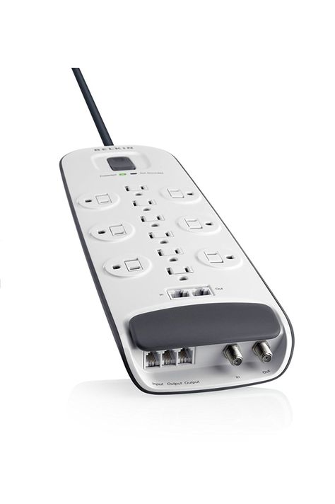 Amazon.com: Belkin 12-Outlet Advanced Power Strip Surge Protector with 8-Foot Power Cord and Ethernet / Cable / Satellite / Telephone / Coaxial Protection, 4000 Joules (BV112234-08): Home Audio & Theater Cool Office Gadgets, Telephone Cables, Extension Board, Power Trip, Cable Box, Id Design, Surge Protector, Computer Desktop, Home Theater System