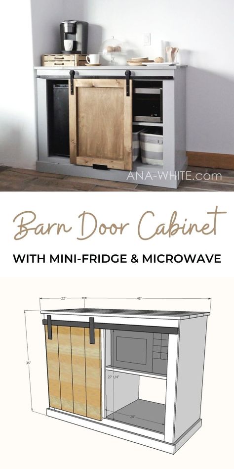 Farmhouse Microwave Stand Ideas, Micro Fridge Cabinet, Mini Fridge On Counter, Mini Fridge Under Desk, Outdoor Fridge Cabinet Diy, Small Fridge Cabinet, Diy Microwave Cabinet, Diy Microwave Stand, Cabinet With Mini Fridge