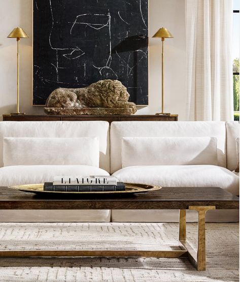 Rh Interiors, Restoration Hardware Couch, Restoration Hardware Living Room, Home Office Furniture Design, Restoration Hardware Style, Neoclassical Interior, Digital Publication, Living Room Inspo, New Living Room