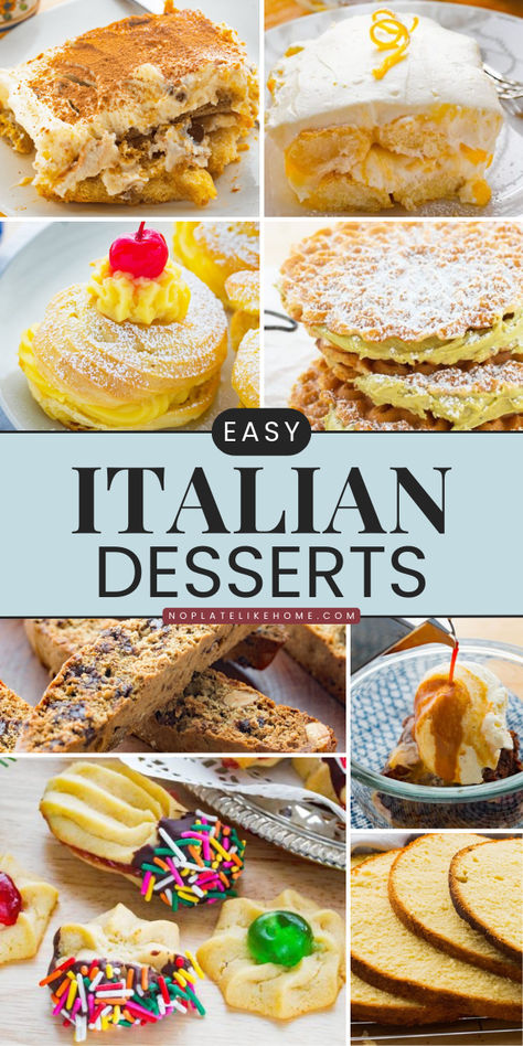 These Easy Italian Dessert Recipes are what you need for your dessert table ideas! These recipes are easy to make sweet treats from scratch perfect for any occasion. Save this pin! Easy Italian Deserts, Italian Dessert Ideas, International Recipes Dessert, Easy Italian Desserts For A Crowd, Dessert For Italian Dinner, Italian Inspired Desserts, Easy Italian Recipes Dessert, Desserts That Go With Italian Food, International Dessert Recipes