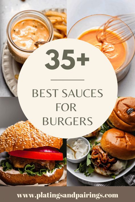 Tired of the same old ketchup and mustard on your burger? I've got you covered with these 35+ delicious sauces that will take your burger game to the next level. Try them all and discover a new favorite today! Cheeseburger Sauce, Spicy Burger Sauce, Burger Sauces, Best Burger Sauce, Gourmet Burgers Recipes, Hamburger Sauce, Burger Sauces Recipe, Best Sauces, Spicy Burger