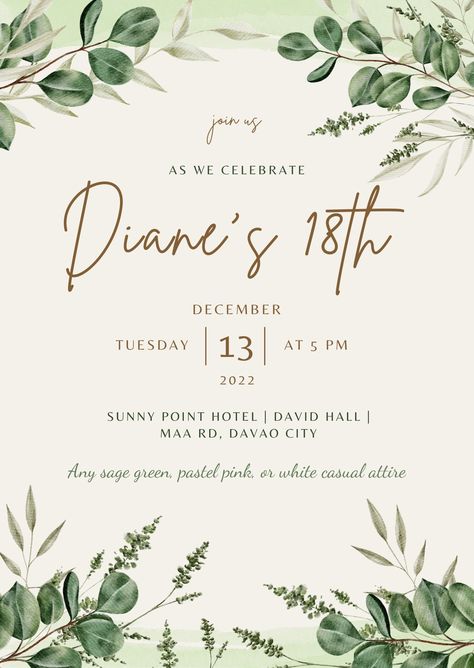 Invitation For 18th Birthday, Invitation Debut, Debut Invitation 18th, Debut Invitation, Debut Ideas, Davao City, Vintage Invitations, 18th Birthday, White Casual