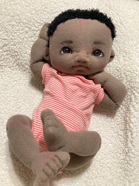 Morris, Soft Sculpture Fleece Baby Boy | Kotten Bellies Soft Sculpture Dolls Target, Cloth Doll Body Pattern, Natural Fiber Art Doll, Fabric Doll Body Pattern, Non Jointed Teddy Bear Pattern, Soft Sculpted Doll, Big Brown Eyes, Doll Plushies, Soft Sculpture Dolls