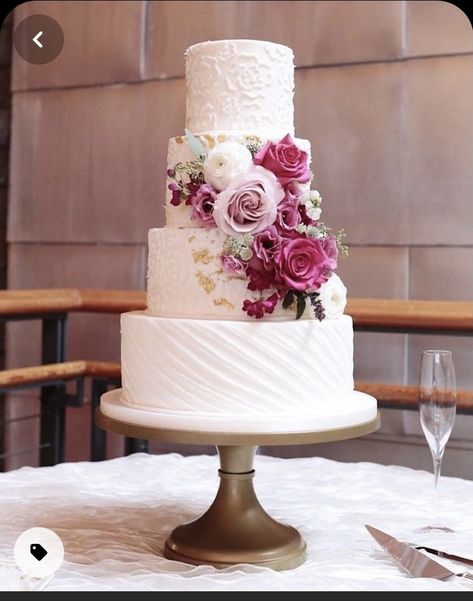 Wedding Cake Ideas Elegant Beautiful, Wedding Cake Sugar Flowers, Wedding Cakes Floral, Wedding Cakes Simple, Wedding Cake Simple Elegant, Cakes Simple, Pretty Wedding Cakes, Lace Texture, Wedding Cake Roses