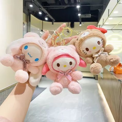 Sanrio Cross-dressing Cute Kawaii Hello Kitty My Melody Cinnamoroll Bag Plush Pendant Doll Doll My Melody Cinnamoroll, Kawaii Hello Kitty, Melody Cinnamoroll, Hello Kitty My Melody, My Melody, Hello Kitty, Kitty, Toys, Kawaii