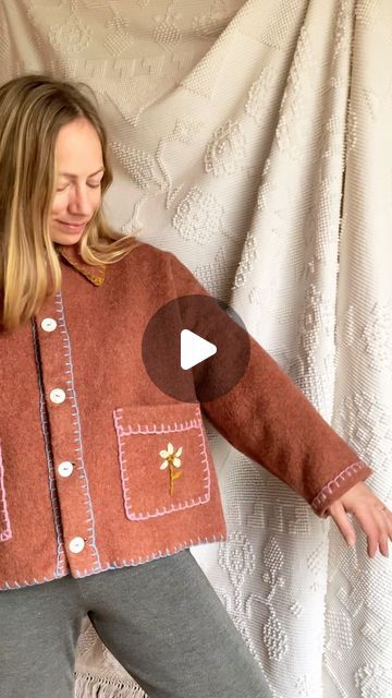 Katie 🌞 Reclaimed Clothing & Jewelry on Instagram Blanket Stitch Coat, Blanket Jacket Diy, Stitch Mood, Wool Blanket Coat, Vintage Wool Blanket, Blanket Jacket, Fall Sewing, Clothing Jewelry, Diy Jacket