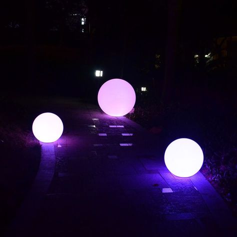 Waterproof Outdoor Garden LED Ball Lights Sphere Lights, Led Ball Lights, Sphere Light, Led Ball, Garden Balls, Light Garden, Led Color Changing Lights, Circle Light, Big Balls