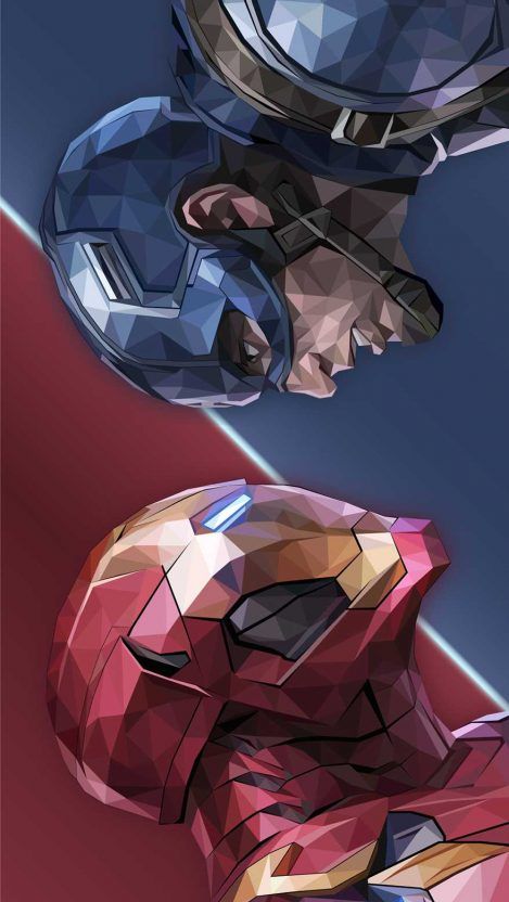 Iron Man vs Cap iPhone Wallpaper Kapten Marvel, Iron Man Wallpaper, Iron Man Art, Poly Art, Iron Man Avengers, Marvel Drawings, Marvel Artwork, Avengers Wallpaper, Low Poly Art