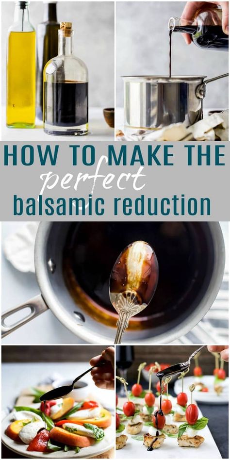 How to make Balsamic Reduction using 1 ingredient, quality Balsamic Vinegar. This balsamic reduction will be your new "go to" sauce to top off any dish - done in just 10 minutes! #glutenfree #easy #howto #paleo #vegan Balsamic Reduction Sauce, Balsamic Reduction Recipe, Basic Cooking, Balsamic Reduction, Paleo Vegan, Smoker Recipes, Starters Recipes, Balsamic Vinegar, Relish