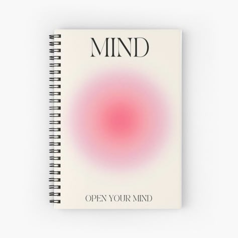 Get my art printed on awesome products. Support me at Redbubble #RBandME: https://www.redbubble.com/i/notebook/Pink-Aura-Gradient-Open-Your-Mind-by-etashastickers/147875284.WX3NH?asc=u Spiral Journal, Aesthetic Notebook, Cute Spiral Notebooks Aesthetic, Pink Notebook Cover, Pink Composition Notebook, Graphic Design Book Cover, College Supplies, Pretty School Supplies, Cute Spiral Notebooks