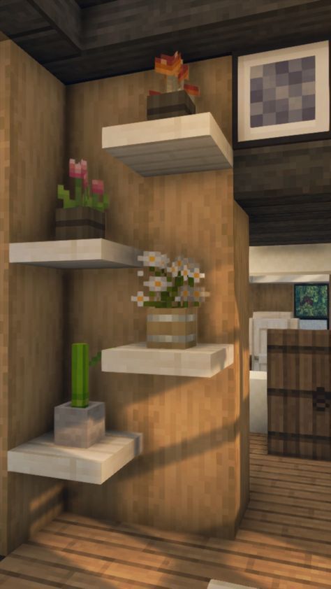 Minecraft House How To Build, Minecraft Outside House Decor, Minecraft Building Ideas Decor, Windows In Minecraft, Minecraft Wood Combinations, Minecraft House Bedroom, Minecraft Tree House Interior, Cute Minecraft Houses No Mods, Cute House Minecraft Aesthetic