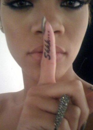 Shhh finger tattoo Rihanna, A Woman, Tattoos