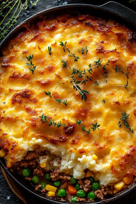 This Ground Turkey Shepherd's Pie is a lighter, healthier take on the classic comfort food. Featuring a savory turkey and vegetable filling topped with creamy mashed potatoes, it's the perfect dish for a cozy family dinner or meal prep. Ground Turkey Shepherd's Pie, Turkey Shepherds Pie, Healthy Ground Turkey, Quick And Easy Dinner Recipes, Shepherd's Pie, Shepherds Pie, Creamy Mashed Potatoes, Quick And Easy Dinner, Lean Protein