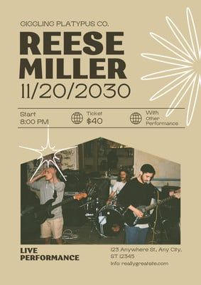 Folk Band Poster, Live Band Flyer, Band Flyer, Minimal Music, Promo Flyer, Concert Flyer, Custom Flyers, Music Flyer, Flyer Printing