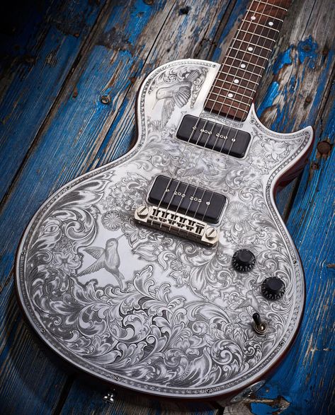 🔥Gotta start somewhere ! 😀🎸.. Our original guitar EdnaMay .. all hand engraved, took around 180hours from start to finish and was a real… 12 String Acoustic Guitar, Guitar Tattoo, Custom Electric Guitars, Guitar Tuners, Hobbies For Men, Unique Guitars, Cool Electric Guitars, Old Factory, Gibson Guitars