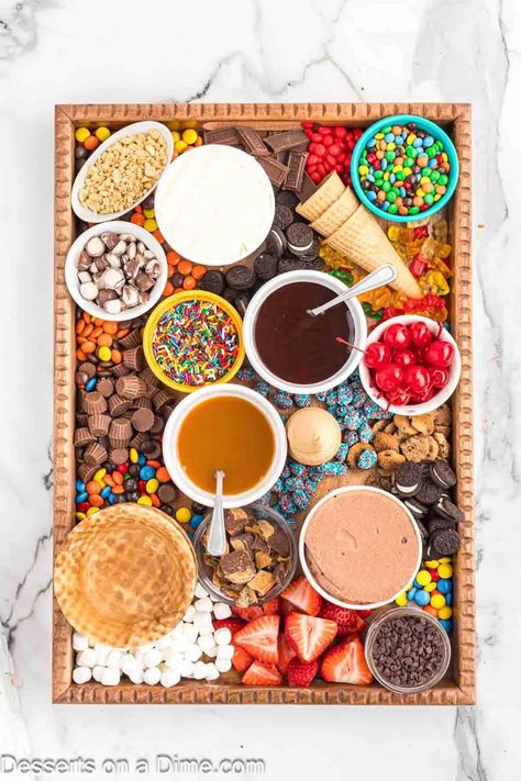 Ice Cream Charcuterie Board Ideas 🍦 Ice Cream Buffet, Hot Fudge Topping, Fun Ice Cream, Christmas Ice Cream, Ice Cream Sundae Bar, Homemade Strawberry Sauce, Charcuterie Board Ideas, Easy Ice Cream Recipe, Sundae Bar