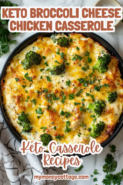 Enjoy the comforting flavors of this Keto Broccoli Cheese Chicken Casserole! This delicious dish combines tender chicken, fresh broccoli, and a creamy cheese sauce, creating a satisfying low-carb meal that’s perfect for any night of the week. Easy to prepare and packed with protein, this casserole is ideal for family dinners or meal prep. With its rich flavors and cheesy goodness, it’s sure to become a favorite in your keto kitchen. Pin this recipe for a wholesome and tasty addition to your menu! #KetoCasserole #BroccoliCheese #LowCarbMeals #KetoRecipes #KetoChickenCasserole #KetoCasseroleRecipes #LowCarbCasserole #KetoMealIdeas #LowCarbRecipes Keto Chicken And Cheese Recipes, Easy Low Carb Chicken Casserole, Dinner Recipes Low Carb High Protein, Low Carb Pesto Meals, Low Carb Turkey Casserole Recipes, Zero Carb Dinner Ideas, Zero Carbs Meals, Protein Casserole Recipes Low Carb, Zero Carb Dinner Recipes