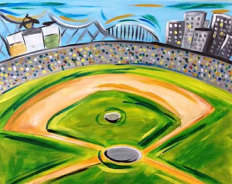 Painting Library, Baseball Painting, Pinots Palette, Sports Painting, Baseball Pictures, Paint Nite, Painting Canvases, Paint And Sip, Sports Art