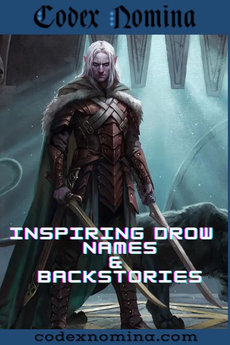 177 Inspiring Drow Names and Backstories - Codex Nomina Drow Names Dnd, Drow Names, Drow Dnd, Dnd Drow, Drow Male, Half Drow, Gamer Stuff, Fantasy Names, Name Generator