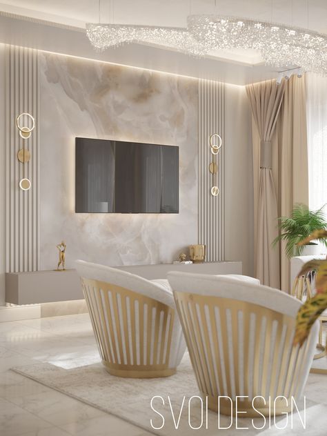 Luxurious bright living room :: Behance Luxury Living Room Decor, تصميم داخلي فاخر, Modern Tv Wall, Latest Living Room Designs, Living Room Tv Unit, Tv Room Design, Hall Interior Design, تصميم للمنزل العصري, Luxury Living Room Design