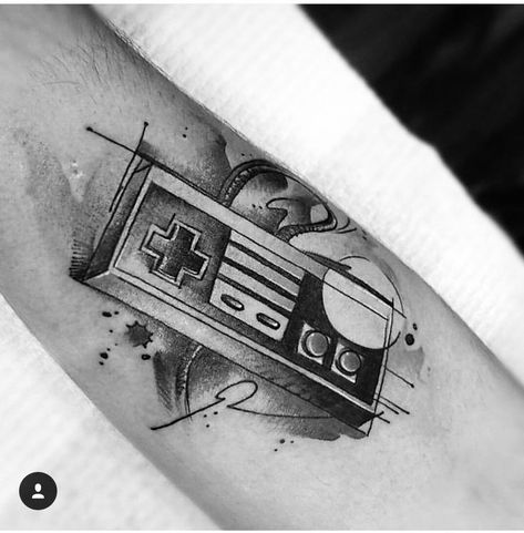 Nes Controller Tattoo, Nintendo Controller Tattoo, Controller Tattoo, Inspiring Tattoos, Nes Controller, Nintendo Controller, Gaming Tattoo, Retro Game, Tat Ideas