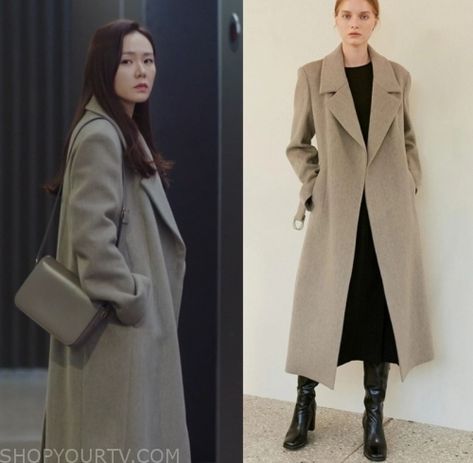 Drama Clothes, Grey Wool Coat, Korean Fashion Work, Gray Wool Coat, Modesty Fashion, Classy Work Outfits, Stylish Dress Book, Coat Outfits, Work Outfits Women