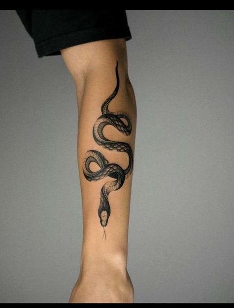 Snake Around Arm Tattoo, Black Snake Tattoo, Arm Tattoos For Guys Forearm, Small Snake Tattoo, Animal Tattoos For Men, Small Neck Tattoos, Around Arm Tattoo, Cobra Tattoo, Small Forearm Tattoos