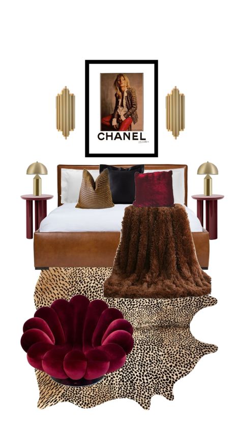 Stargirl Room, Leopard Print Room, Bedroom Wall Decor Above Bed, Red Leopard Print, Classy Bedroom, Red Leopard, Dream House Rooms, Apartment Decor Inspiration, Room Makeover Bedroom